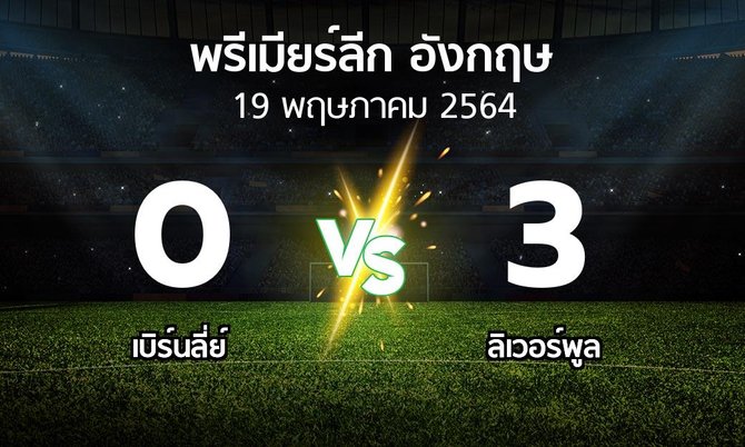 ผลบอล : เบิร์นลี่ย์ vs ลิเวอร์พูล (พรีเมียร์ลีก 2020-2021)