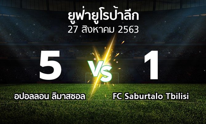 ผลบอล : ลิมาสซอล vs FC Saburtalo Tbilisi (ยูฟ่า ยูโรป้าลีก 2020-2021)