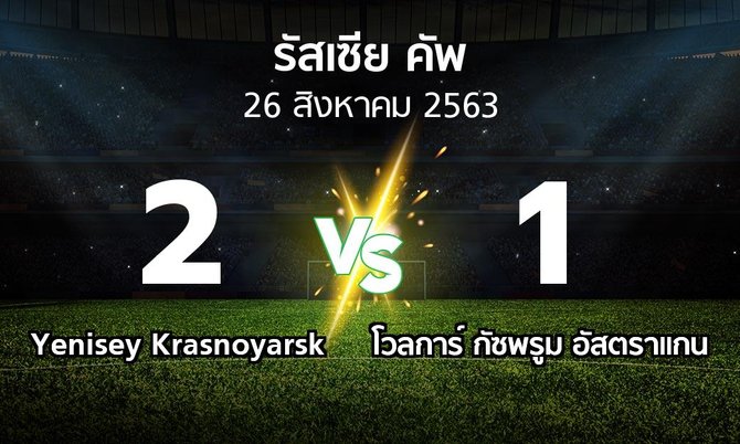 ผลบอล : Yenisey Krasnoyarsk vs โวลการ์ กัซพรูม อัสตราแกน (รัสเซีย-คัพ 2020-2021)