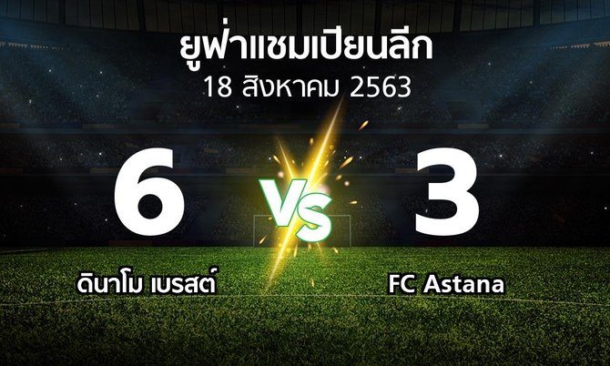 ผลบอล : ดินาโม เบรสต์ vs FC Astana (ยูฟ่า แชมเปียนส์ลีก 2020-2021)