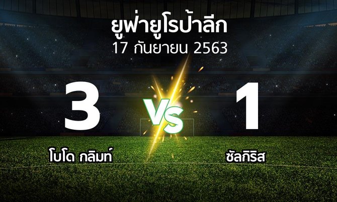 ผลบอล : โบโด กลิมท์ vs ซัลกิริส (ยูฟ่า ยูโรป้าลีก 2020-2021)