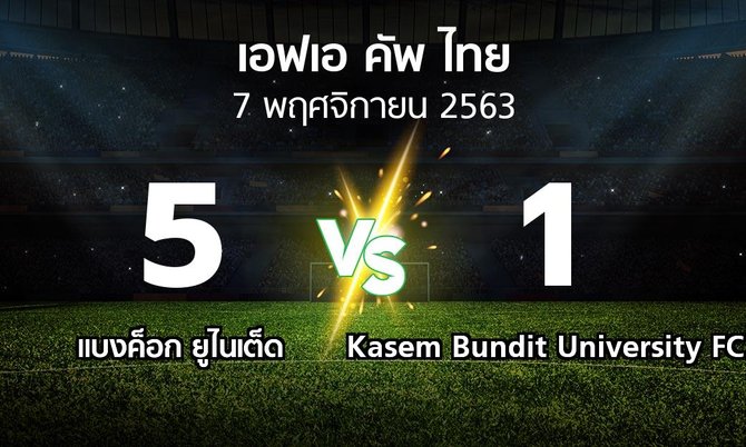 ผลบอล : แบงค็อก ยูไนเต็ด vs Kasem Bundit University FC (ไทยเอฟเอคัพ 2020)