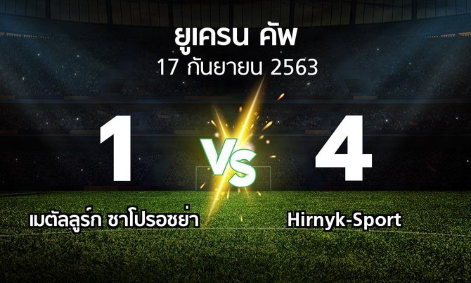 ผลบอล : เมตัลลูร์ก ซาโปรอซย่า vs Hirnyk-Sport (ยูเครน-คัพ 2020-2021)