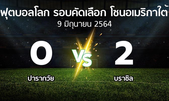 ผลบอล : ปารากวัย vs บราซิล (ฟุตบอลโลก-รอบคัดเลือก-โซนอเมริกาใต้ 2020-2022)