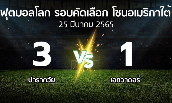 ผลบอล : ปารากวัย vs เอกวาดอร์ (ฟุตบอลโลก-รอบคัดเลือก-โซนอเมริกาใต้ 2020-2022)