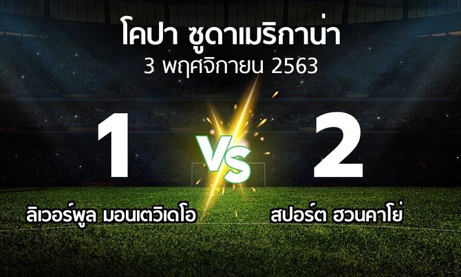 ผลบอล : ลิเวอร์พูล มอนเตวิเดโอ vs สปอร์ต ฮวนคาโย่ (โคปา-ซูดาเมริกาน่า 2020)