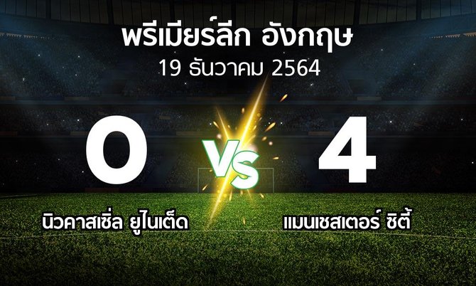ผลบอล : นิวคาสเซิ่ล ยูไนเต็ด vs แมนเชสเตอร์ ซิตี้ (พรีเมียร์ลีก 2021-2022)