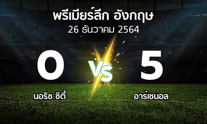 ผลบอล : นอริช ซิตี้ vs อาร์เซน่อล (พรีเมียร์ลีก 2021-2022)