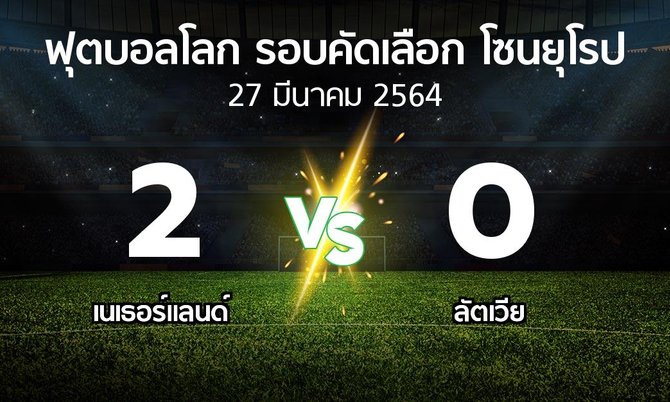 ผลบอล : เนเธอร์แลนด์ vs ลัตเวีย (ฟุตบอลโลก-รอบคัดเลือก-โซนยุโรป 2021)