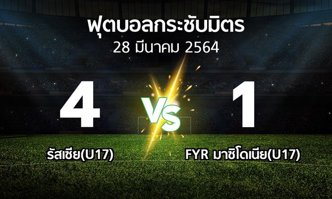 ผลบอล : รัสเซีย(U17) vs FYR มาซิโดเนีย(U17) (ฟุตบอลกระชับมิตร)