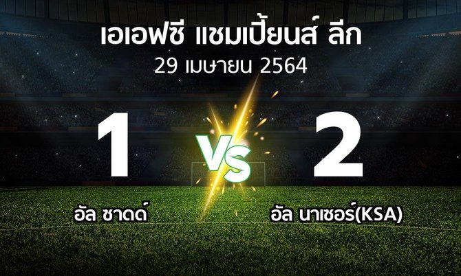 ผลบอล : อัล ซาดด์ vs อัล นาเซอร์(KSA) (เอเอฟซีแชมเปี้ยนส์ลีก 2021)