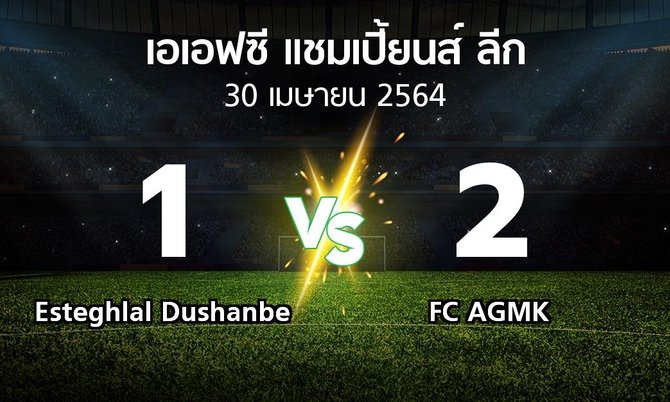 ผลบอล : Esteghlal Dushanbe vs FC AGMK (เอเอฟซีแชมเปี้ยนส์ลีก 2021)