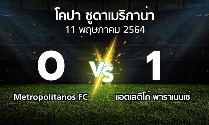 ผลบอล : Metropolitanos FC vs แอตเลติโก้ พาราเนนเซ่ (โคปา-ซูดาเมริกาน่า 2021-2022)