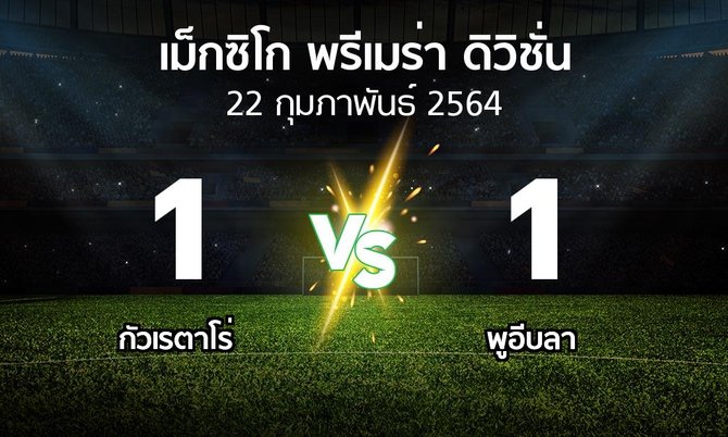 ผลบอล : กัวเรตาโร่ vs พูอีบลา (เม็กซิโก-พรีเมร่า-ดิวิชั่น 2021-2022)