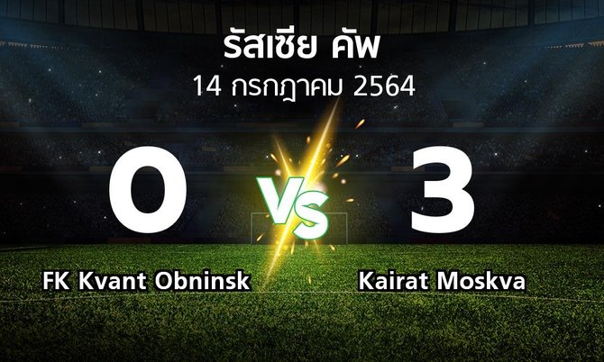 ผลบอล : FK Kvant Obninsk vs Kairat Moskva (รัสเซีย-คัพ 2021-2022)