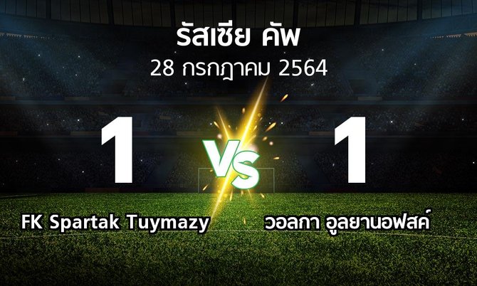 ผลบอล : FK Spartak Tuymazy vs วอลกา อูลยานอฟสค์ (รัสเซีย-คัพ 2021-2022)