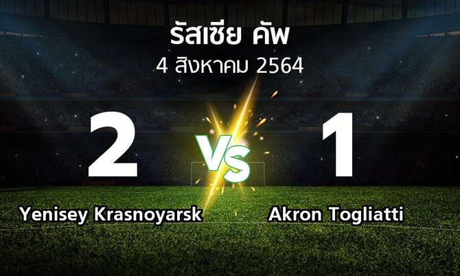 ผลบอล : Yenisey Krasnoyarsk vs Akron Togliatti (รัสเซีย-คัพ 2021-2022)