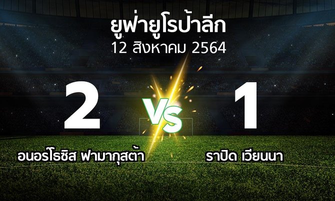 ผลบอล : อนอร์โธซิส ฟามากุสต้า vs ราปิด เวียนนา (ยูฟ่า ยูโรป้าลีก 2021-2022)