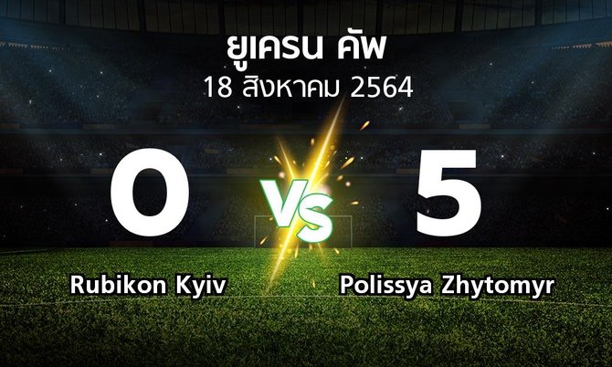 ผลบอล : Rubikon Kyiv vs Polissya Zhytomyr (ยูเครน-คัพ 2021-2022)