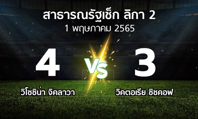 ผลบอล : วิโซซิน่า จิคลาวา vs วิคตอเรีย ซิซคอฟ (สาธารณรัฐเช็ก-ลิกา-2 2021-2022)