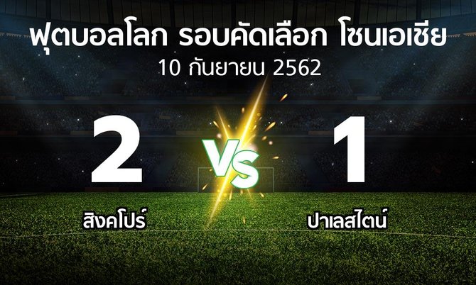 ผลบอล : สิงคโปร์ vs ปาเลสไตน์ (ฟุตบอลโลก-รอบคัดเลือก-โซนเอเชีย 2019-2022)
