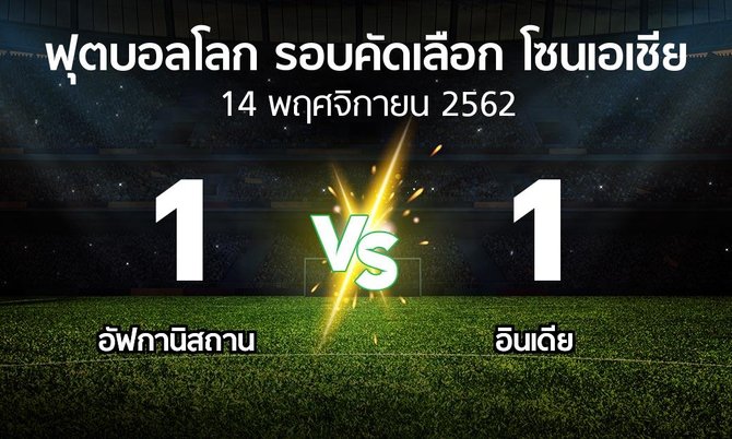 ผลบอล : อัฟกานิสถาน vs อินเดีย (ฟุตบอลโลก-รอบคัดเลือก-โซนเอเชีย 2019-2022)
