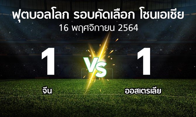 ผลบอล : จีน vs ออสเตรเลีย (ฟุตบอลโลก-รอบคัดเลือก-โซนเอเชีย 2019-2022)