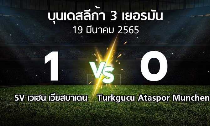 ผลบอล : SV เวเฮน เวียสบาเดน vs Turkgucu Ataspor Munchen (บุนเดสลีก้า-3-เยอรมัน 2021-2022)