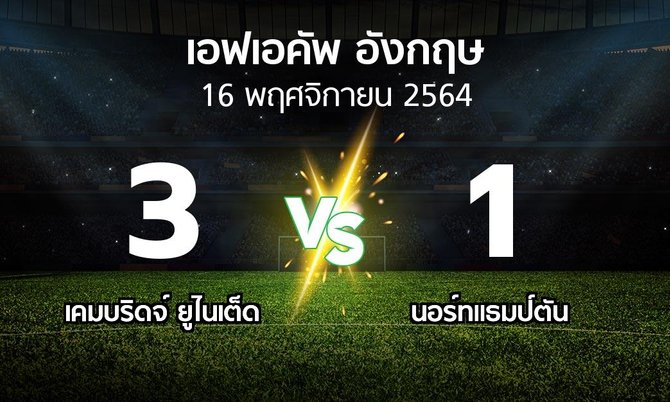 ผลบอล : เคมบริดจ์ ยูไนเต็ด vs นอร์ทแธมป์ตัน (เอฟเอ คัพ 2021-2022)