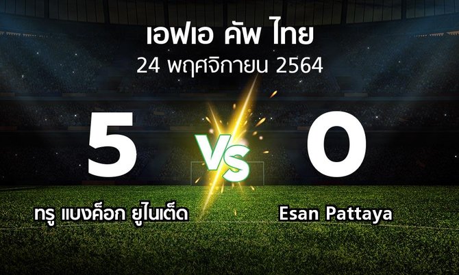 ผลบอล : ทรู แบงค็อก ยูไนเต็ด vs Esan Pattaya (ไทยเอฟเอคัพ 2021-2022)