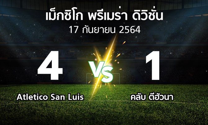 ผลบอล : Atletico San Luis vs คลับ ตีฮัวนา (เม็กซิโก-พรีเมร่า-ดิวิชั่น 2021-2022)