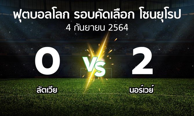 ผลบอล : ลัตเวีย vs นอร์เวย์ (ฟุตบอลโลก-รอบคัดเลือก-โซนยุโรป 2021-2022)
