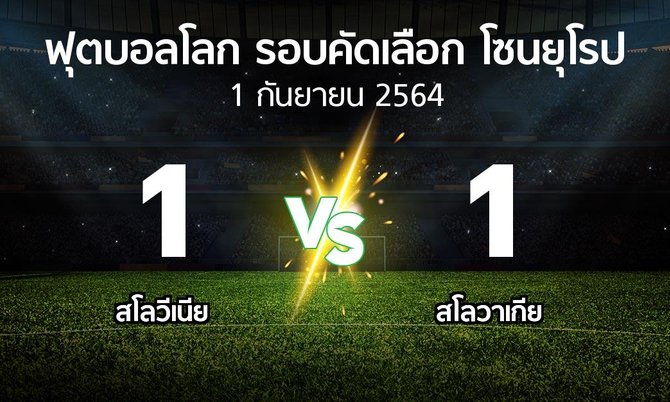 ผลบอล : สโลวีเนีย vs สโลวาเกีย (ฟุตบอลโลก-รอบคัดเลือก-โซนยุโรป 2021-2022)