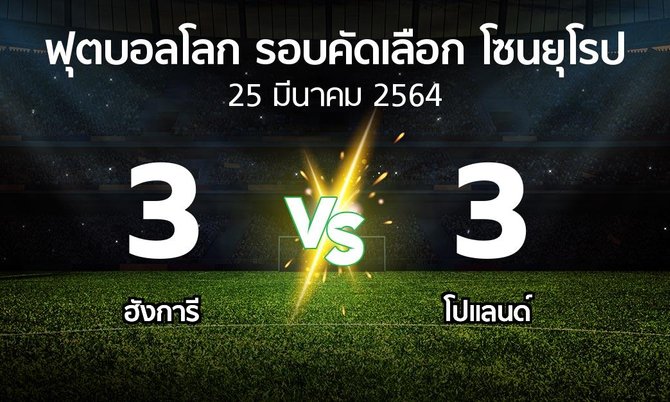 ผลบอล : ฮังการี vs โปแลนด์ (ฟุตบอลโลก-รอบคัดเลือก-โซนยุโรป 2021-2022)