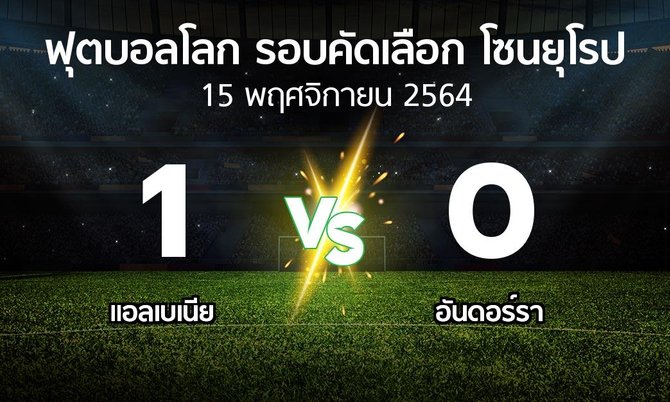 ผลบอล : แอลเบเนีย vs อันดอร์รา (ฟุตบอลโลก-รอบคัดเลือก-โซนยุโรป 2021-2022)