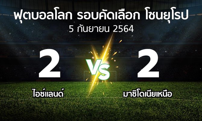 ผลบอล : ไอซ์แลนด์ vs มาซิโดเนียเหนือ (ฟุตบอลโลก-รอบคัดเลือก-โซนยุโรป 2021-2022)