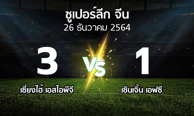 ผลบอล : เซี่ยงไฮ้ เอสไอพีจี vs เซินเจิ้น  เอฟซี (ซูเปอร์ลีกจีน 2021-2022)