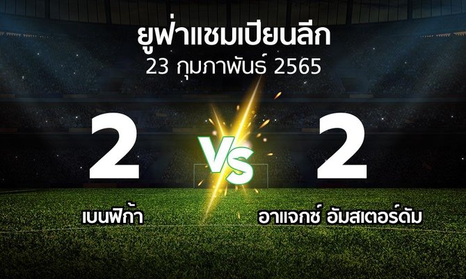 ผลบอล : เบนฟิก้า vs อาเอฟเซ อายักซ์ (ยูฟ่า แชมเปียนส์ลีก 2021-2022)