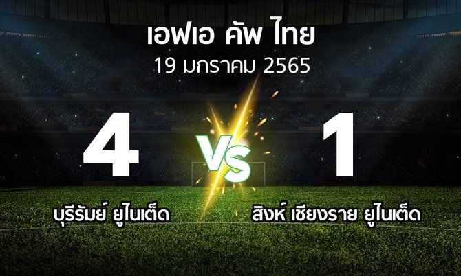 ผลบอล : บุรีรัมย์ ยูไนเต็ด vs สิงห์ เชียงราย ยูไนเต็ด (ไทยเอฟเอคัพ 2021-2022)