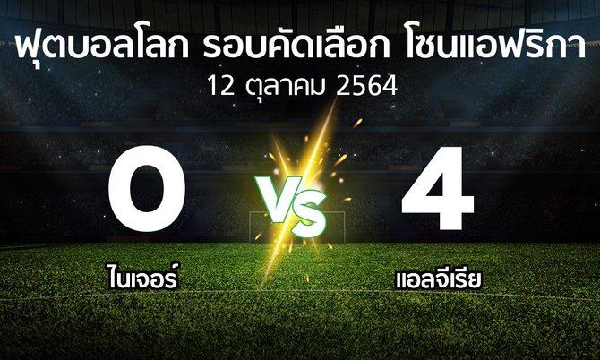 ผลบอล : ไนเจอร์ vs แอลจีเรีย (ฟุตบอลโลก-รอบคัดเลือก-โซนแอฟริกา 2019-2022)