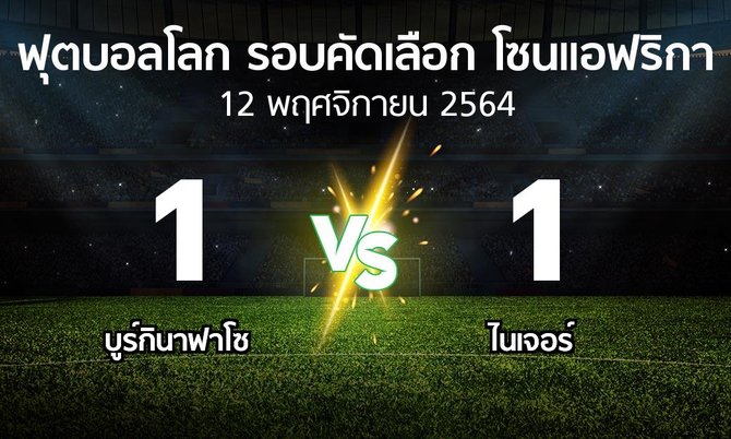 ผลบอล : บูร์กินาฟาโซ vs ไนเจอร์ (ฟุตบอลโลก-รอบคัดเลือก-โซนแอฟริกา 2019-2022)