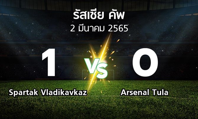 ผลบอล : Spartak Vladikavkaz vs Arsenal Tula (รัสเซีย-คัพ 2021-2022)