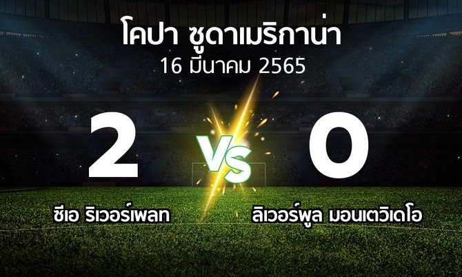 ผลบอล : ซีเอ ริเวอร์เพลท vs ลิเวอร์พูล มอนเตวิเดโอ (โคปา-ซูดาเมริกาน่า 2022)