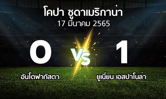 ผลบอล : อันโตฟากัสตา vs ยูเนี่ยน เอสปาโนล่า (โคปา-ซูดาเมริกาน่า 2022)