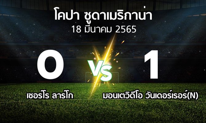 ผลบอล : เซอร์โร ลาร์โก vs มอนเตวิดีโอ วันเดอร์เรอร์(N) (โคปา-ซูดาเมริกาน่า 2022)