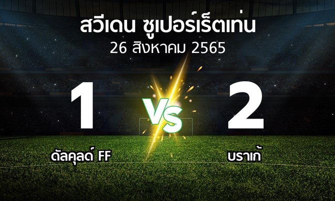 ผลบอล : ดัลคุลด์ FF vs บราเก้ (สวีเดน-ซูเปอร์เร็ตเท่น 2022)