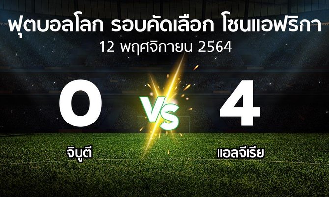 ผลบอล : จิบูตี vs แอลจีเรีย (ฟุตบอลโลก-รอบคัดเลือก-โซนแอฟริกา 2019-2021)