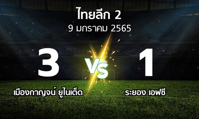 ผลบอล : เมืองกาญจน์ ยูไนเต็ด vs ระยอง เอฟซี (ไทยลีก 2 2021-2022)