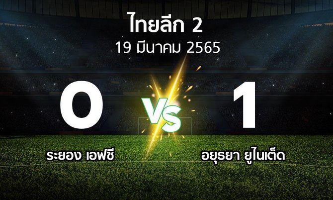 ผลบอล : ระยอง เอฟซี vs อยุธยา ยูไนเต็ด (ไทยลีก 2 2021-2022)