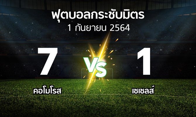 ผลบอล : คอโมโรส vs เซเชลส์ (ฟุตบอลกระชับมิตร)